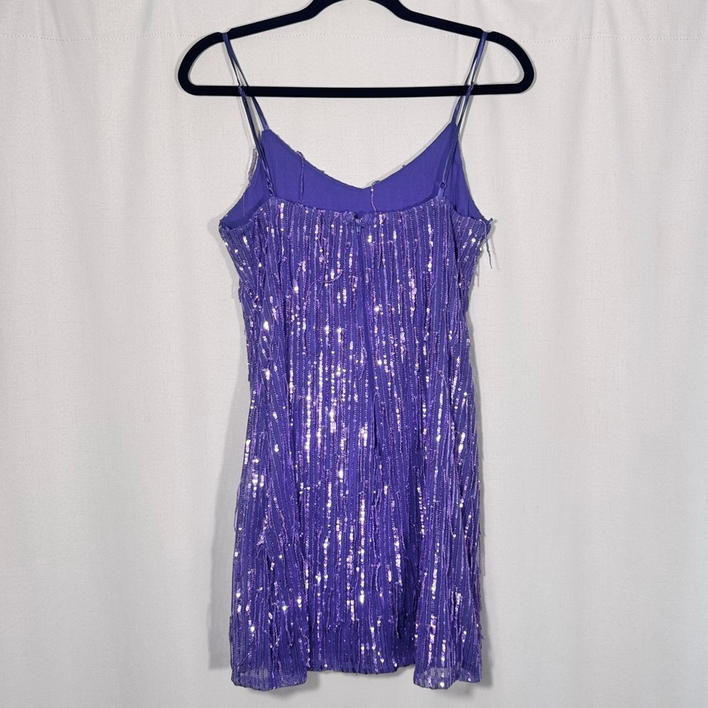 NWT Mi Ami x Francesca’s Purple Sequin Fringe Mini Dress - Picture 4 of 7
